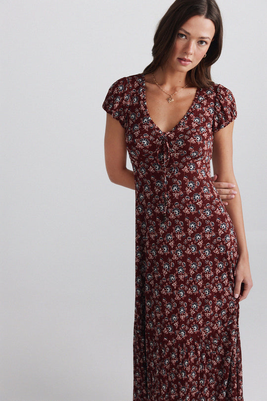 Printed cord midi dress