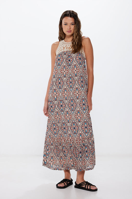 Crochet halterneck midi dress