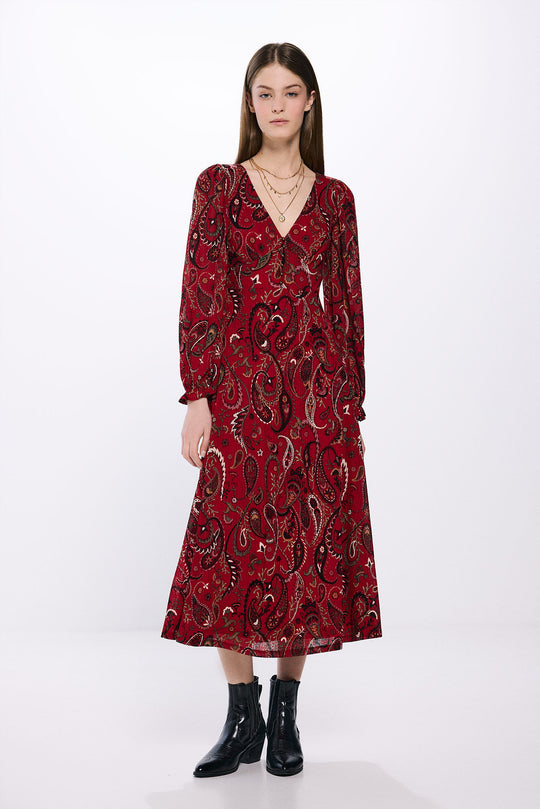 Paisley print midi dress