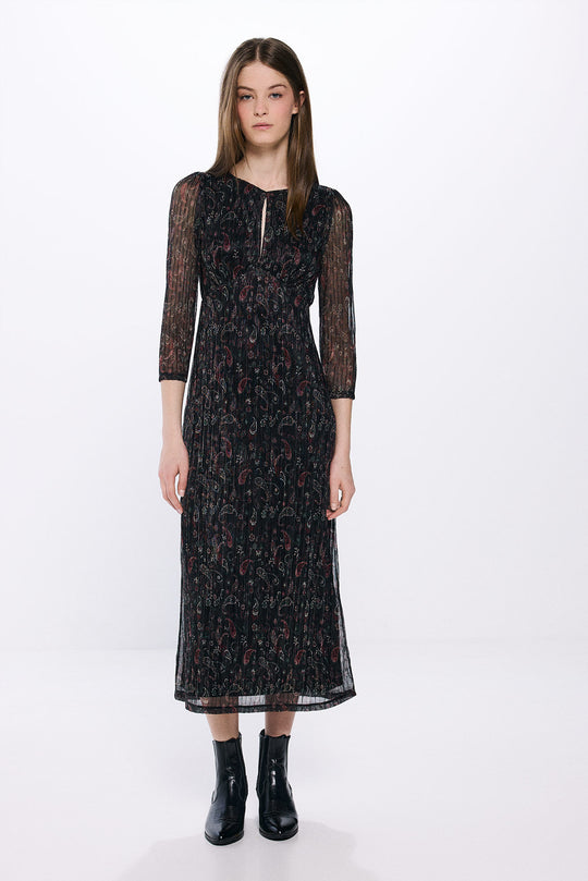 Lurex print midi dress