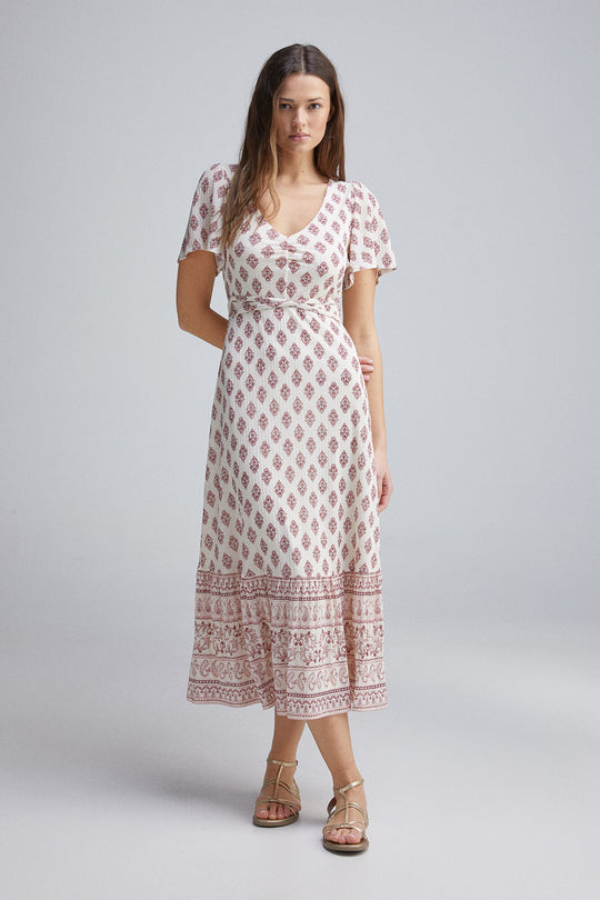 Boho midi dress with border