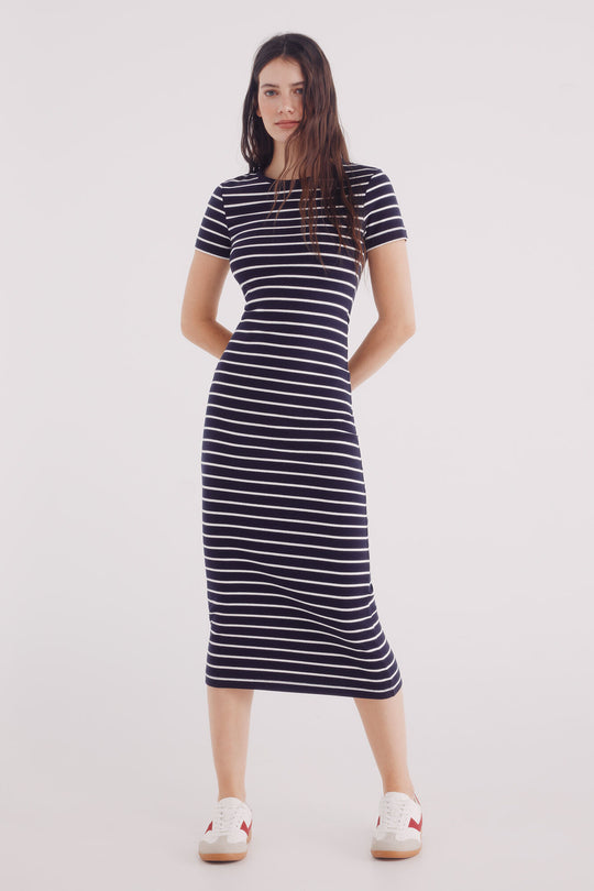 Striped midi dress