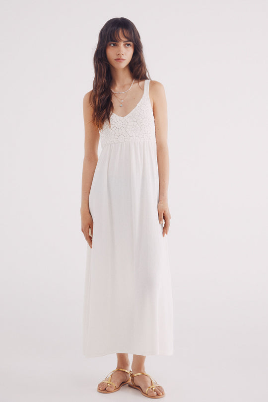 Combined crochet midi dress