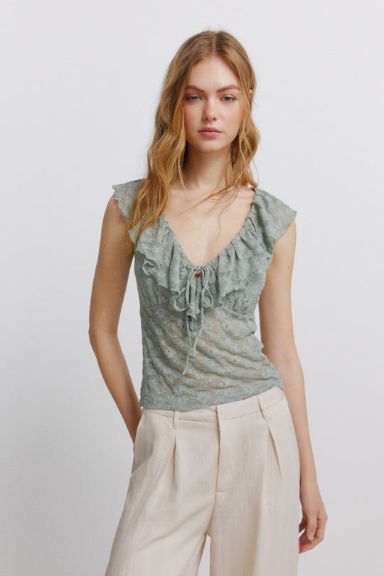 Lace ruffle top