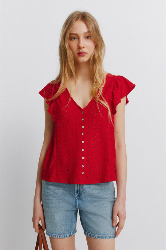 Embroidered short sleeve T-shirt