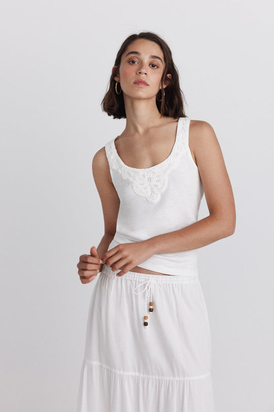 Lace trim vest top