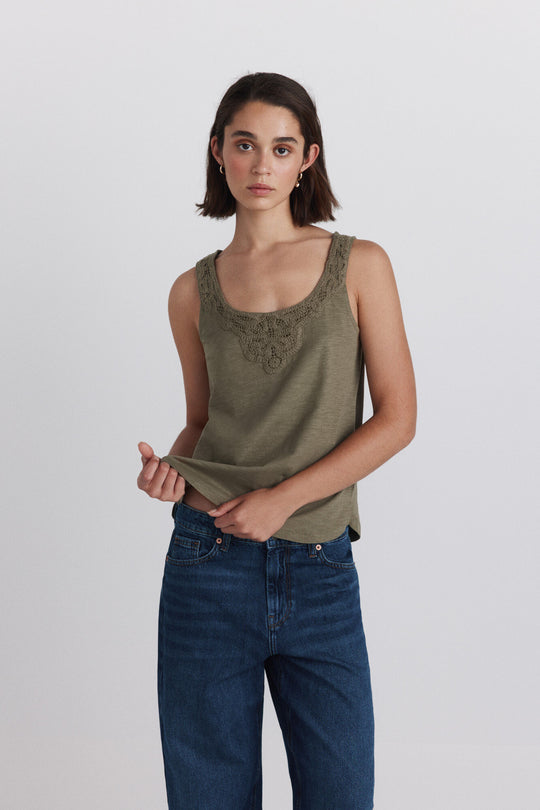 Lace trim vest top