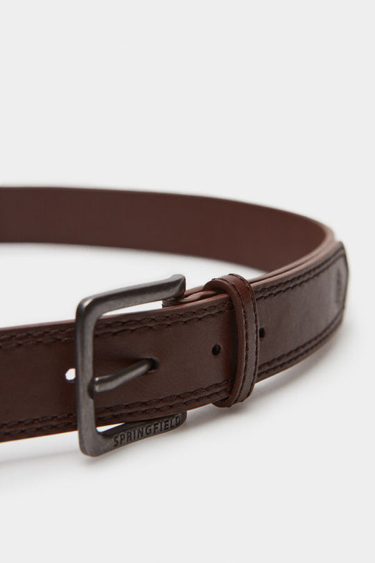 Faux leather belt with stitching