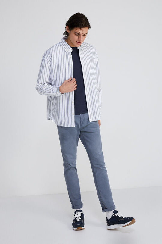 Slim fit washed 5-pocket coloured trousers