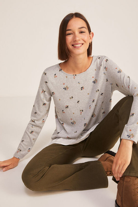 Printed Bi-material T-shirt