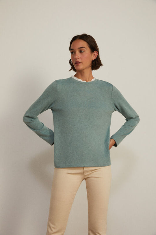 Bi-material Neck T-shirt