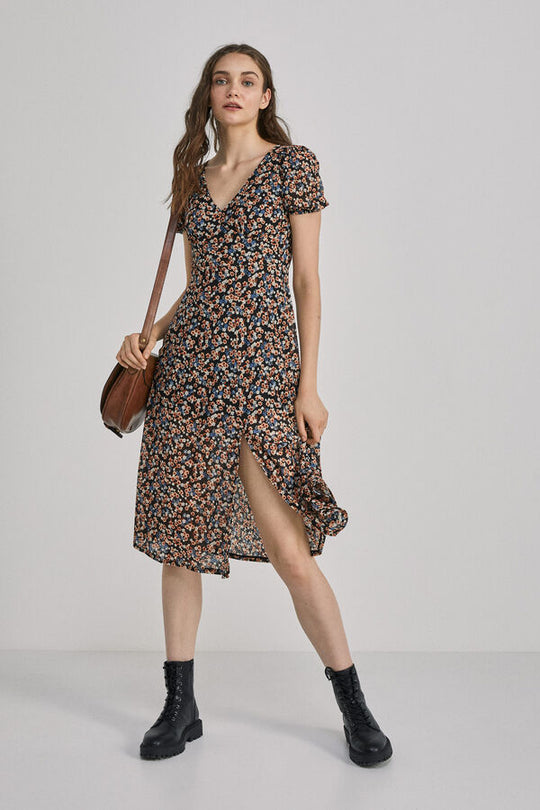 Printed tailored midi dress