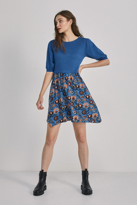 Contrast peaked hem dress