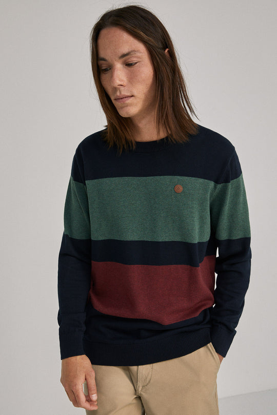 Colour block striped jumper