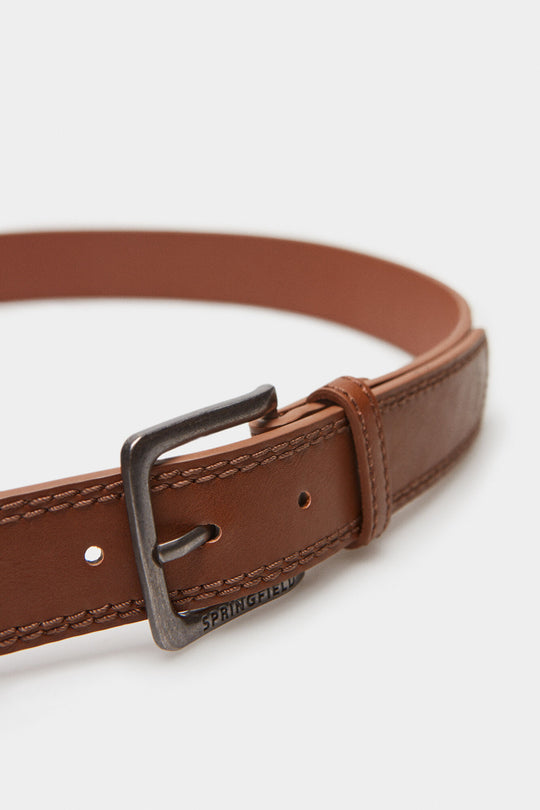 Faux leather belt with stitching