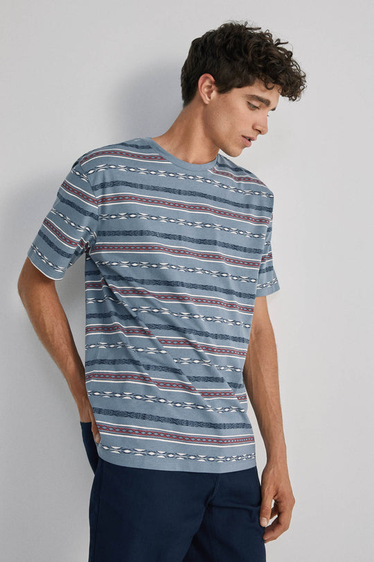 Ethnic stripe AOP T-shirt