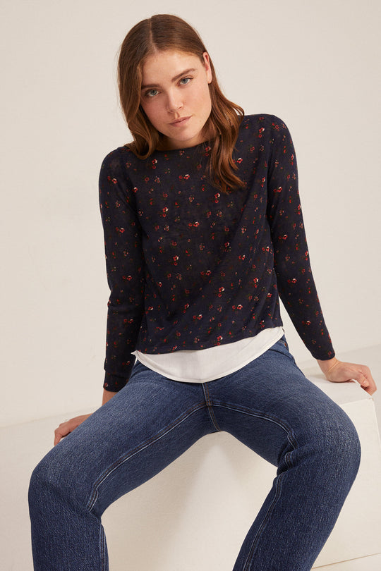 Two-Material Print T-shirt