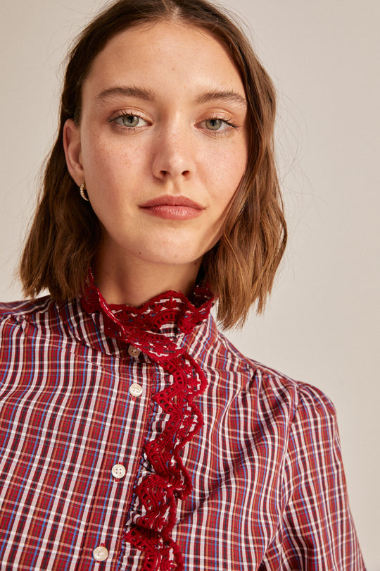 Pleated lace blouse