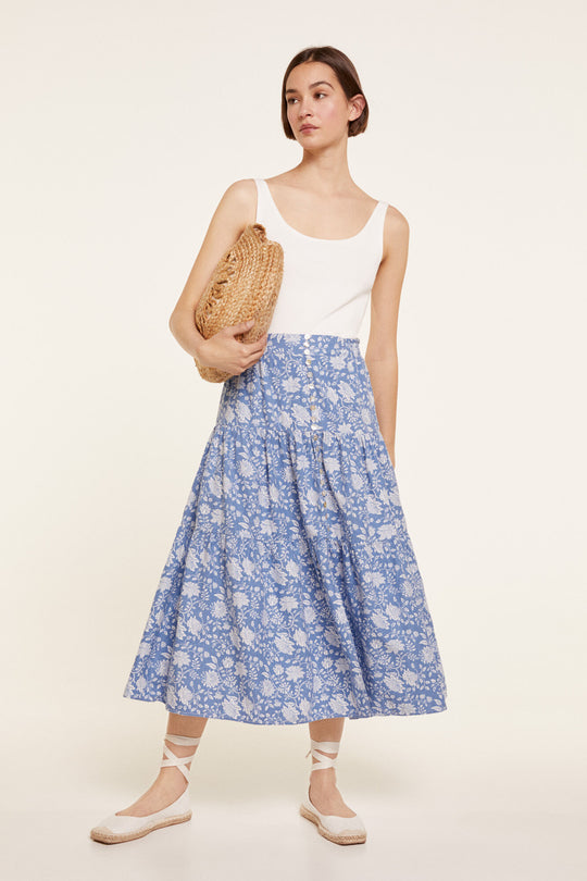 Smock Piece At Waist Midi Skirt