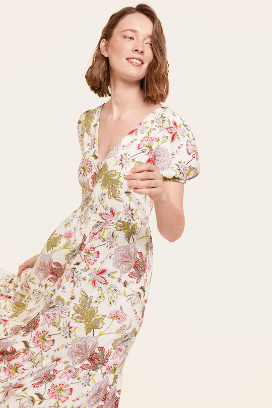 Front Button Line Midi Dress