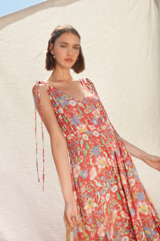 Tie shoulder midi dress