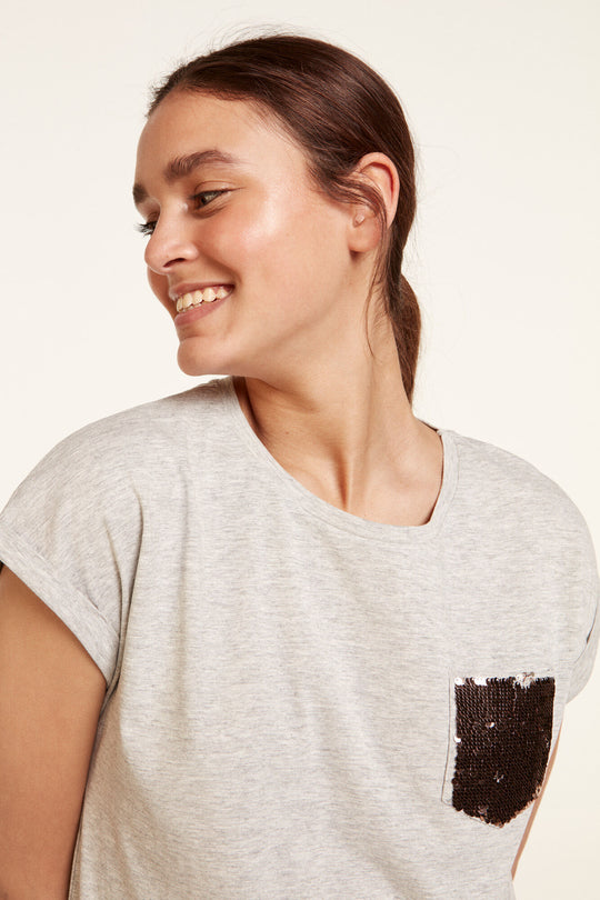 Sequins Detail Short Sleeve T-Shirt