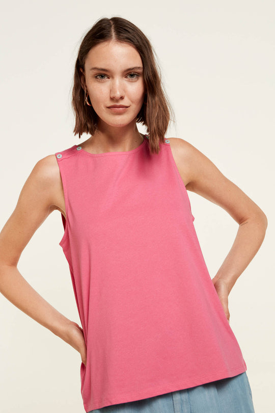 Button shoulder vest top