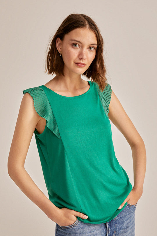 Pleated flounced blouse