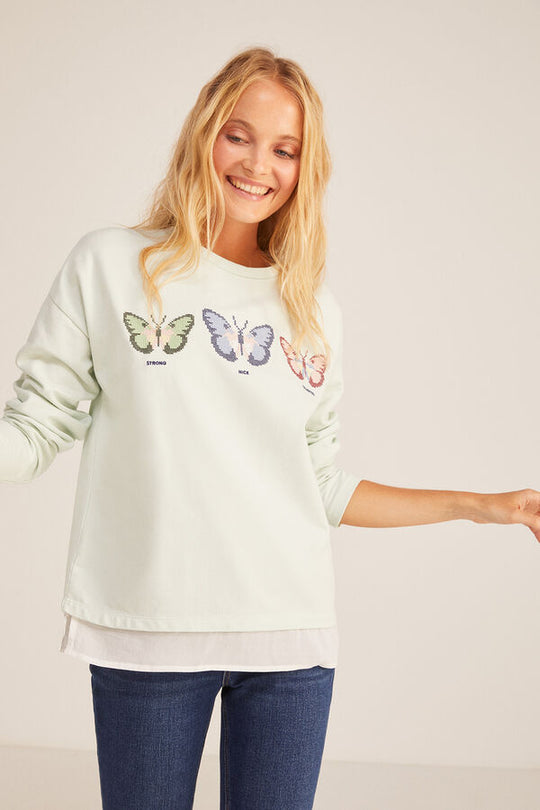 Embroidered butterflies sweatshirt