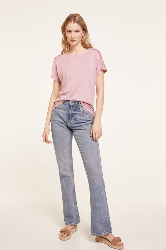 Short Sleeve T-Shirt In Fake Linen