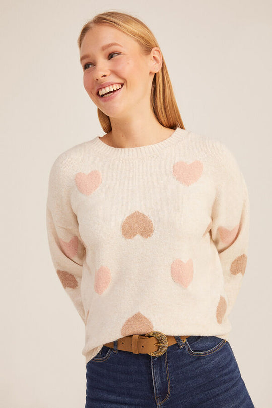 Intarsia Hearts Sweater