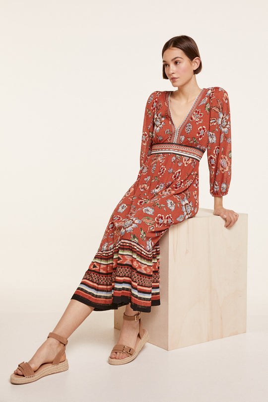 Midi Circular Printed Boho Dress