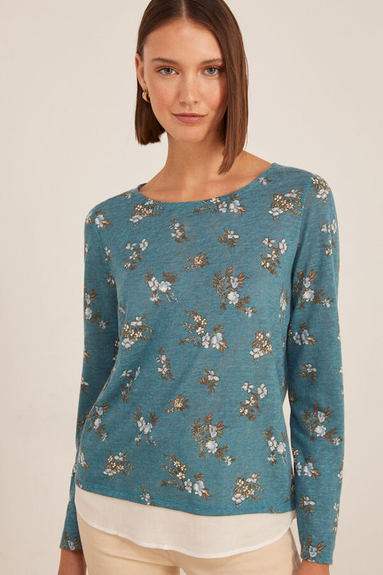 Two-Material Print T-shirt